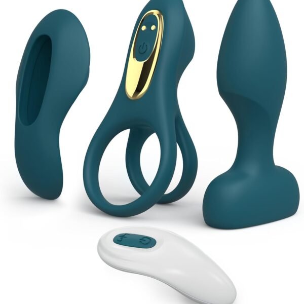 Couples Vibrator Kit - Includes Vibrating Cock Ring, Panty Vibrator & Butt Plug with Removable Rechargeable Bullet, Remote-Controlled Adult Sex Toy Set for Women & Couples Pleasure Play